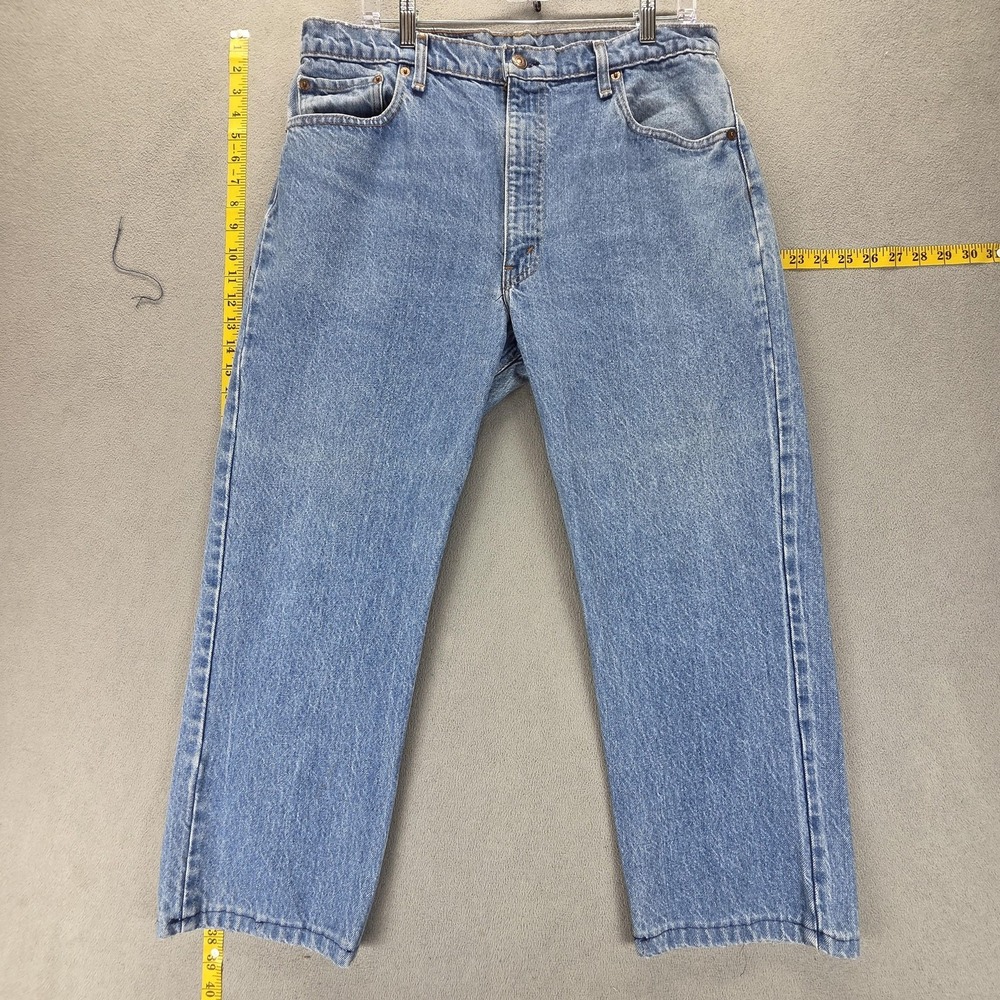 Vintage Levis 505 Jeans Mens Blue Straight Zip Fly USA Altered Hem Fits 34x26